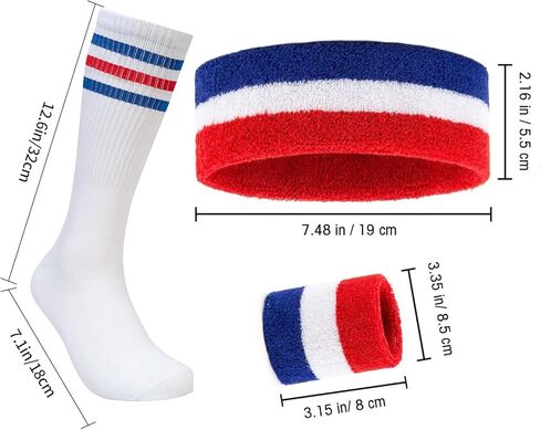 Striped Sweatbands Set, Sports Headband and Wristbands Sweatbands Colorful Cotton Striped Sweatband Set American Flag Style for Men and Women in Saudi Arabia