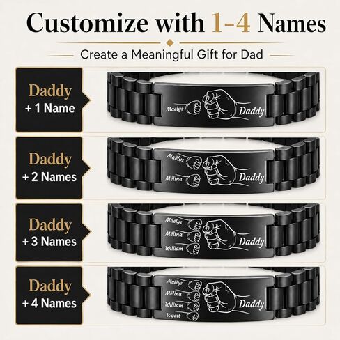 Personalized ID Bracelet for Men– Custom Laser Engraving on Both Sides, Waterproof Stainless Steel, Adjustable Fit, 4 Color Options in Saudi Arabia