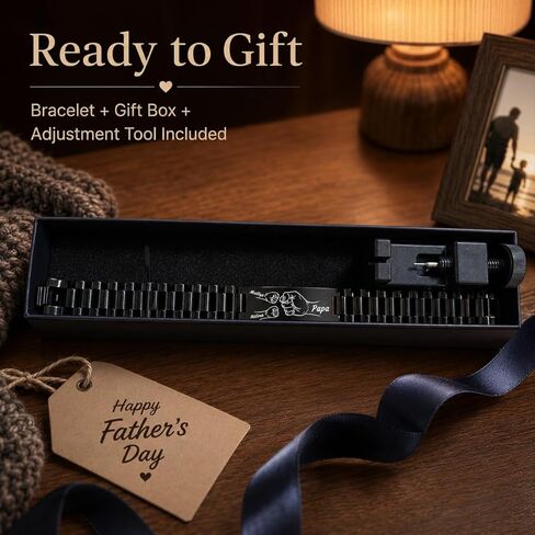Personalized ID Bracelet for Men– Custom Laser Engraving on Both Sides, Waterproof Stainless Steel, Adjustable Fit, 4 Color Options in Saudi Arabia