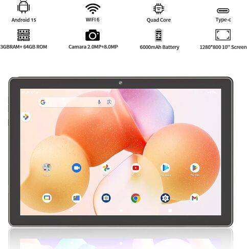 برايتووم تابلت M20 10 انش مع حافظة، اندرويد 12، 3G RAM، 64GB ROM، 512GB قابل للتوسيع، معالج رباعي النواة 1.6GHz 6000mAh، شاشة لمس HD IPS، كاميرا مزدوجة، واي فاي 6، بلوتوث، اف ام، USB C in Kuwait