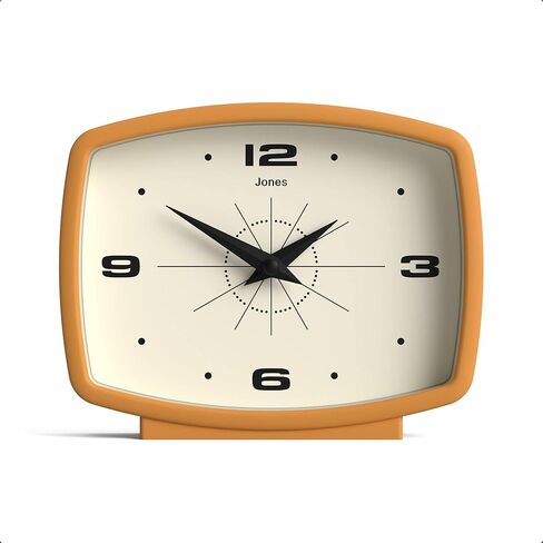 JONES CLOCKS® Film Desk Clock | Retro Rectangular Design | Orange | Retro Design, Blending mid Century Style with a Punchy Modern Finish for Shelf, Table, Mantel or Bedside in Saudi Arabia