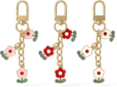 AGEN KGEN Cute Flower keychains for Women, Aesthetic Keychain Charms, Bag ＆ Purse Charms for Handbags ＆ Backpacks Accessories (Big & Mini Flower-6PCS) in Saudi Arabia