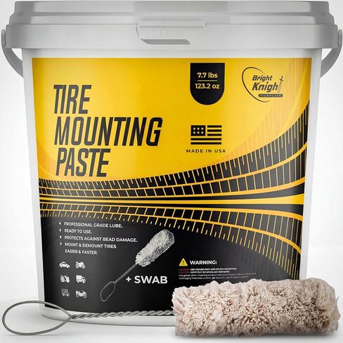 Tire Mounting Paste - Biodegradable Universal Lubricant with Applicator for Motorcycle, Bike, Truck, ATV - Direct Application - For Low-Profile, Aluminum & Alloy Wheel (7.7 Pounds + Swab) in Saudi Arabia
