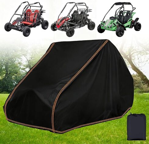 QYMOTO 2-seater Go Kart Cover,Coleman KT196 Go Kart Storage Cover All weather Protection,Heavy Duty 420D,Outdoor Waterproof Windproof Black for Coleman,Baja,TrailMaster,Mudhead Size 67" Lx 45"Wx 47" H in Saudi Arabia