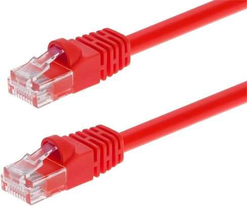 Monoprice Cat6 Ethernet Patch Cable - Network Internet Cord - RJ45, Stranded, 550Mhz, UTP, Pure Bare Copper Wire, Crossover, 24AWG, 7ft, Red in Saudi Arabia