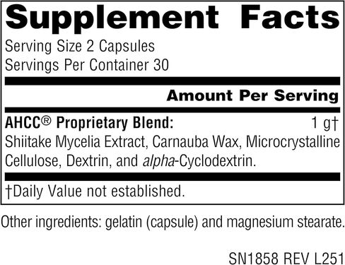 Source Naturals AHCC 500 مجم يزيد من نشاط الخلايا القاتلة الطبيعية* 500 مجم - 30 كبسولة in Saudi Arabia
