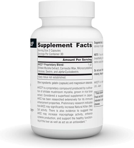 Source Naturals AHCC 500 مجم يزيد من نشاط الخلايا القاتلة الطبيعية* 500 مجم - 30 كبسولة in Saudi Arabia