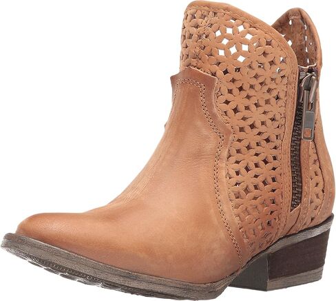 Corral Boots Women's 5-inch Circle G Cowhide Leather Round Toe Tan Cutout Shortie Western Boot in Saudi Arabia