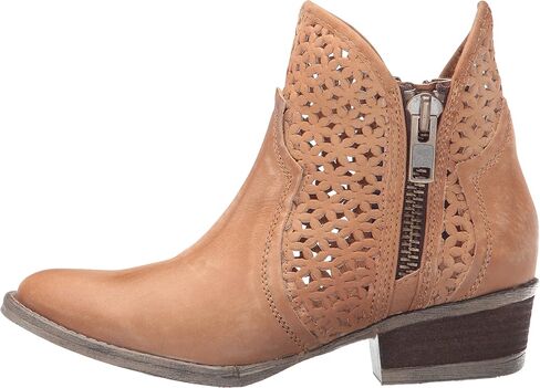 Corral Boots Women's 5-inch Circle G Cowhide Leather Round Toe Tan Cutout Shortie Western Boot in Saudi Arabia
