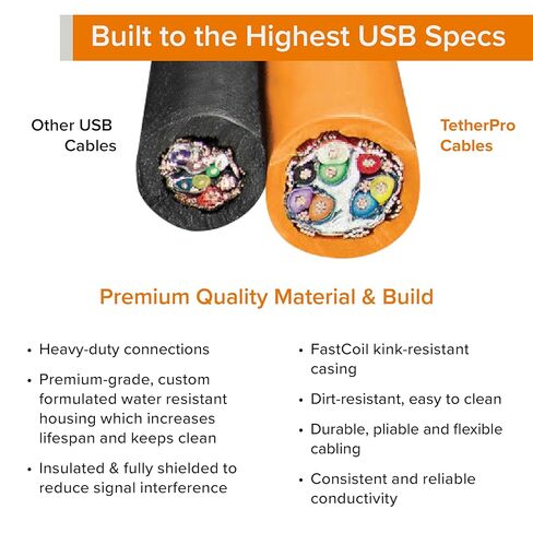 كابل Tether Tools TetherPro USB 2.0 إلى Micro-B 5-Pin، 15 بوصة (4.6 متر)، أسود in Saudi Arabia