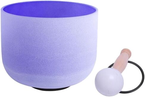 432Hz Perfect Pitch B Note Crown Chakra Purple Colored Frosted Quartz Crystal Singing Bowl 8 inch with Heavy Duty Case Bag in Saudi Arabia