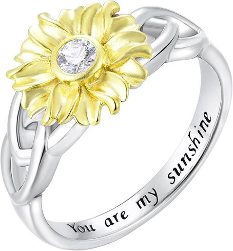YL Sunflower Rings 925 Sterling Silver Infinity Rings Cubic Zirconia Flower Jewelry for Women in Saudi Arabia
