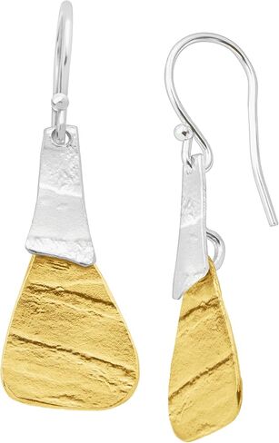 Silpada 'Combination' Drop Earrings in Textured Brass and Sterling Silver in Saudi Arabia