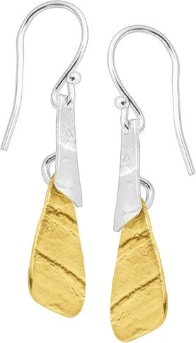 Silpada 'Combination' Drop Earrings in Textured Brass and Sterling Silver in Saudi Arabia