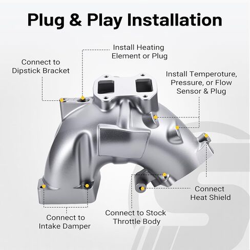 Intake Manifold Kit for 6.7L Cummins 2013-2018 Ram 2500/3500 Engine Aluminum Air Intake Horn Kit with Grid Heater Upgrade & Heating System, Black in Saudi Arabia