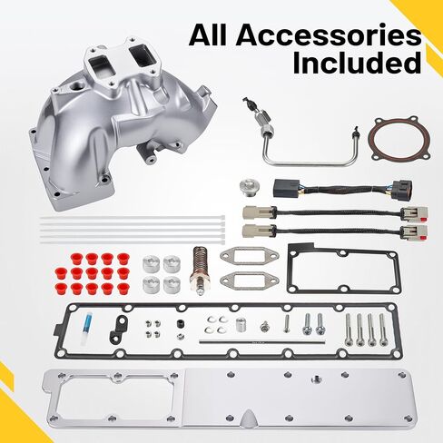 Intake Manifold Kit for 6.7L Cummins 2013-2018 Ram 2500/3500 Engine Aluminum Air Intake Horn Kit with Grid Heater Upgrade & Heating System, Black in Saudi Arabia