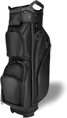 New 2024 REVCORE Premium Golf Cart Bag, Tour Grade Synthetic Leather, 14 Way Full-Length Individual Dividers, Black Nickel Alloy Hardware, 2 Cooler Pockets, 2 Felt-Lined Waterproof Pockets, 9 Pockets in Saudi Arabia