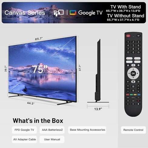 55-inch Smart TV Google TV 4K UHD with Google Play and Chromecast Built-in, HDR 10, Dolby Vision Dolby Atmos, MEMC, Voice Remote, Stream Live TV(Canvas-Series, CG55-C1, 2024 Model) in Saudi Arabia