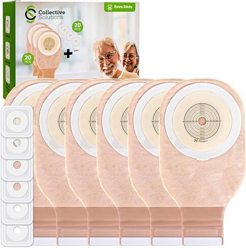 15 Pack Ostomy Supplies & Colostomy Bags Kit – Double-Reinforced Leakproof Seal - 15 One-Piece Bags & 15 2MM Barrier Rings - Cut-to-Fit, Unisex, Skin-Friendly in Saudi Arabia
