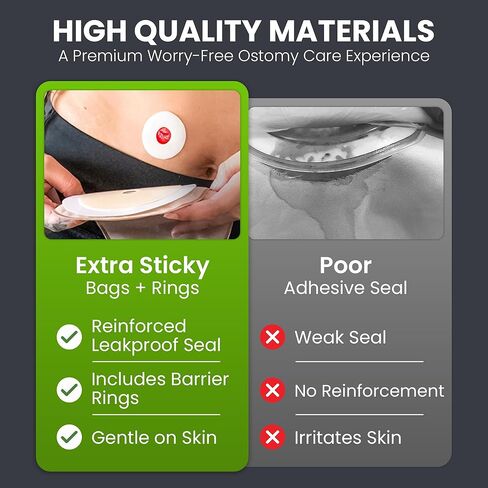 15 Pack Ostomy Supplies & Colostomy Bags Kit – Double-Reinforced Leakproof Seal - 15 One-Piece Bags & 15 2MM Barrier Rings - Cut-to-Fit, Unisex, Skin-Friendly in Saudi Arabia