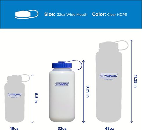 زجاجة مياه نالجين خارجية HDPE واسعة الفم خالية من مادة BPA، بلاستيك، 32 أونصة، أزرق in Kuwait