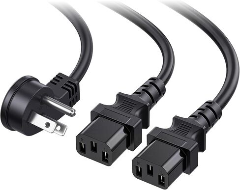 Cable Matters Computer Power Cord Splitter, NEMA 5-15P to 2X IEC C13, 6ft in Kuwait