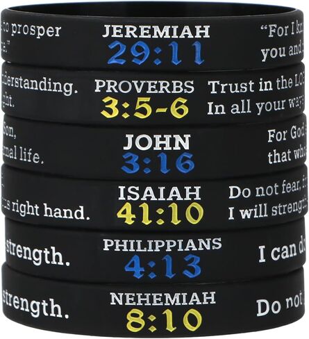 kilofly 3pcs Christian Religious Scripture Bible Verse Rubber Bracelet Wristband in Saudi Arabia