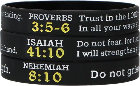 kilofly 3pcs Christian Religious Scripture Bible Verse Rubber Bracelet Wristband in Kuwait
