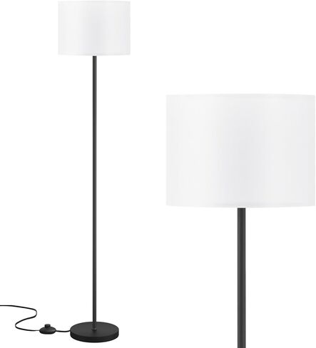 مصباح أرضي LED بتصميم بسيط، مصباح أرضي حديث مع ظل، مصابيح طويلة لغرفة المعيشة وغرفة النوم والمكتب وغرفة الطعام والمطبخ، مصباح عمود أسود مع مفتاح قدم (بدون لمبة) in Kuwait