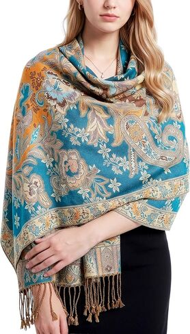 Achillea Elegant Paisley Floral Pashmina Shawl and Wrap – Boho Rave Scarf for Festival, Travel & Everyday Wear in Saudi Arabia