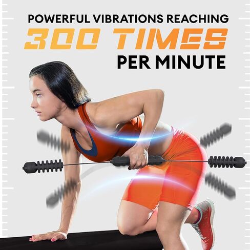 YES4ALL High-Frequency Elastic Fitness Bar for Toning Muscles, Shake Weight Stick Full Upper Body Weighted Equipment for Core Strength Training, Stability, Therapy, Pilates, Rehab, Black, 35 inches in Saudi Arabia