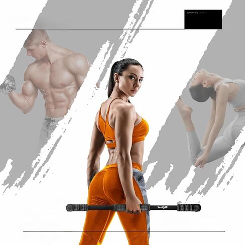 YES4ALL High-Frequency Elastic Fitness Bar for Toning Muscles, Shake Weight Stick Full Upper Body Weighted Equipment for Core Strength Training, Stability, Therapy, Pilates, Rehab, Black, 35 inches in Saudi Arabia