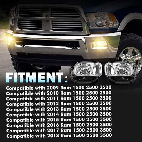 Fog Lights Compatible with 2009-2018 Dodge Ram 1500 2500 3500, Bumper Driving Fog Lamps in Saudi Arabia