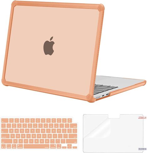 حافظة MOSISO متوافقة مع جهاز MacBook Air 13.6 بوصة إصدار 2022-2024 M3 A3113 M2 A2681، مضادة للكسر ومضادة لبصمات الأصابع، حافظة صلبة بلاستيكية متينة من مادة TPU وغطاء لوحة المفاتيح وطبقة شاشة، وردي in Kuwait