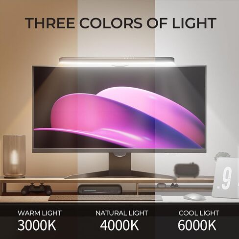 RGB Monitor Light Bar Curved Computer Monitor Lamp for Eye Caring Dual Light Source Monitor Backlight with Touch Control Timed Computer Light Bar Gaming Accessories for Home Office Game in Saudi Arabia