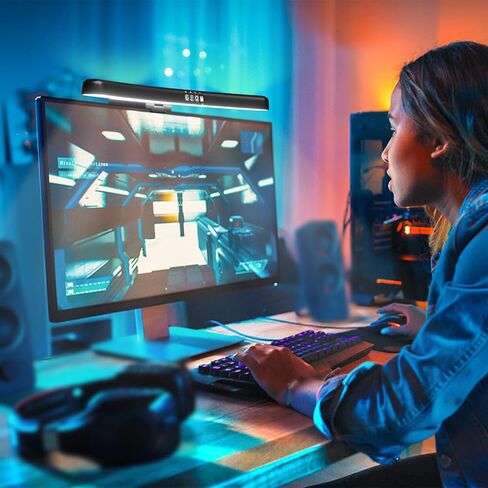 RGB Monitor Light Bar Curved Computer Monitor Lamp for Eye Caring Dual Light Source Monitor Backlight with Touch Control Timed Computer Light Bar Gaming Accessories for Home Office Game in Saudi Arabia