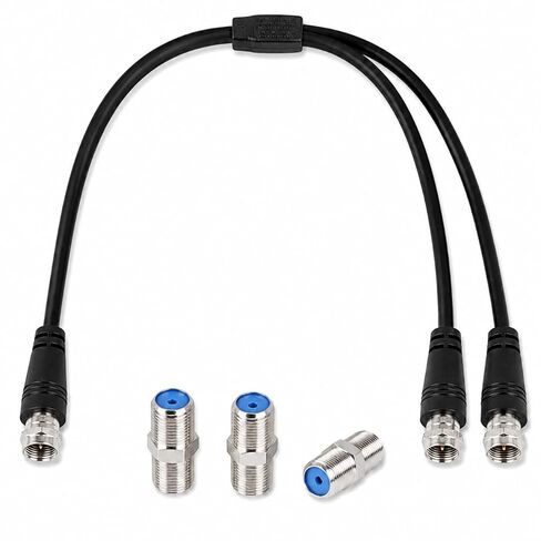 F-Type RG6 Cable Splitter 3 Way Internet and TV 75Ohm Splitter Combiner F Male to F Dual Male Cable 30cm (12 inches) Y-Type (with F-Type Female Adapter 3pcs) in Saudi Arabia