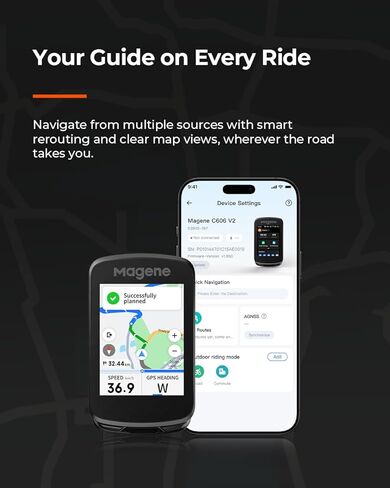 Magene C606 Smart Navigation GPS Bike Computer with Offline Map, 2.8-inch Color Touchscreen,WiFi & Bluetooth Cycling Computer,11 Languages,IPX7 Waterproof in Saudi Arabia