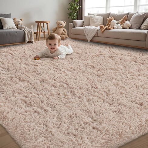 8x10 Area Rug for Living Room:Ultra Soft Fluffy Shag Black Rugs,Large Fuzzy Plush Indoor Non Slip Carpet Washable Rug for Bedroom Kids Nursery Office Dorm Modern Decor(Black) in Saudi Arabia