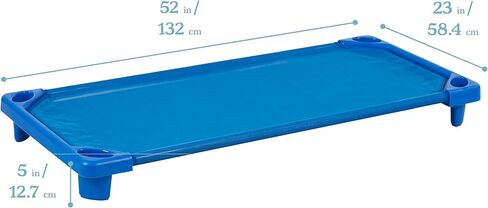 ECR4Kids Streamline Cot, Standard Size, Classroom Furniture, Blue, 6-Pack in Saudi Arabia