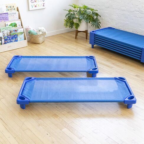 ECR4Kids Streamline Cot, Standard Size, Classroom Furniture, Blue, 6-Pack in Saudi Arabia