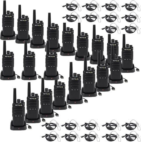 Retevis RT68 Walkie Talkies with Earpiece,2 Way Radios Long Range,Heavy Duty Walkie Talkies for Adults,Rechargeable with USB Charger Base, for Restaurant School Manufacturing Healthcare(20 Pack) in Kuwait