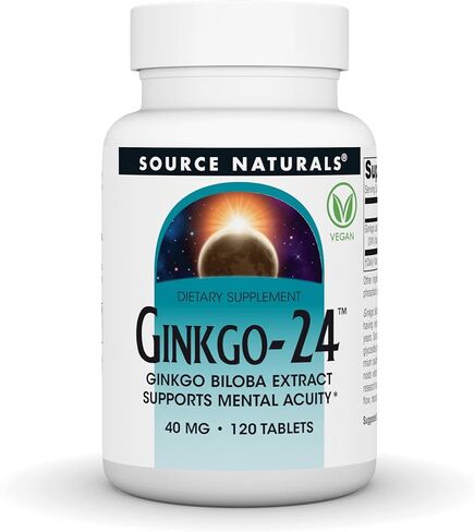 Source Naturals Ginkgo-24 - Ginkgo Biloba Extract 40 mg Supports Mental Acuity - 120 Tablets in Saudi Arabia