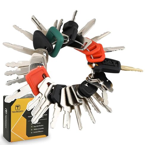 25 Heavy Equipment Keys, Master Key Set for Cat Caterpillar John Deere Case Bobcat JLG JCB Volvo Hyster Ford New Holland Yanmar Takeuchi Kubota Komatsu Construction Heavy Equipment Machine in Saudi Arabia