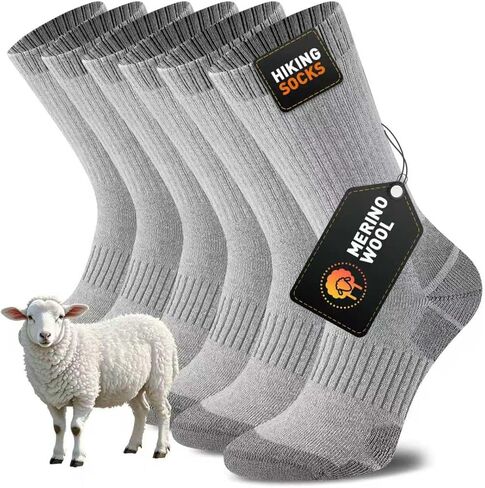 Merino Wool Hiking Crew Socks for Men & Women, Thick Thermal Cushioned Winter Socks, Moisture-Wicking, 3 Pairs in Saudi Arabia