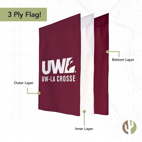 لافتة علم حديقة لاكروس جامعة ويسكونسن صبار الصحراء LaCrosse UWLAX Eagles 100% بوليستر (تصميم 1) in Saudi Arabia