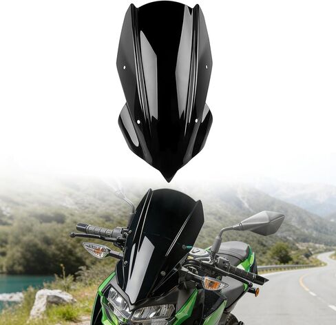 Motorcycle Windshield Deflector with Bracket Double Bubble Windscreen Fit for Z400 Z 400 2019 2020 2021 2022 2023 2024 Wind Shield Screen Visor Flyscreen, Black in Saudi Arabia