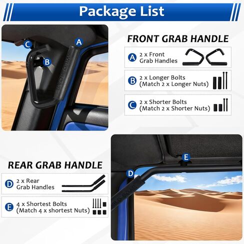 Front and Rear Grab Handles Kit Grab Bars Compatible for Jeep Wrangler JK 2DR/4DR 2007-2017 in Saudi Arabia