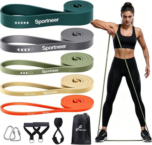 Sportneer Resistance Bands for Working Out: 5-130lb Resistance 5 Levels Pull Up Assistance Bands with Handles & Door Anchor - Resistance Band Set for Stretching, Physical Therapy & Resistance Training in Saudi Arabia