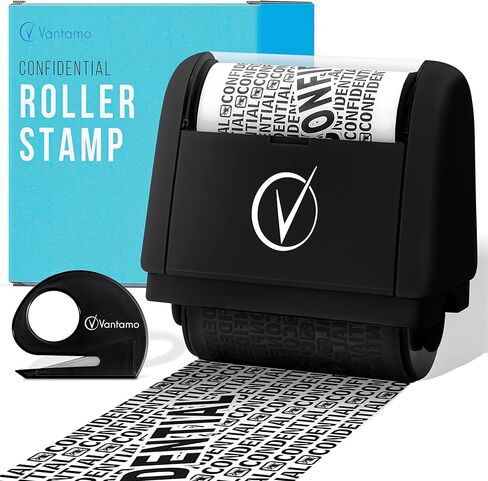 Identity Protection Roller Stamps Wide Kit, Including 3-Pack Refills - Designed for Secure Confidential ID Blackout Security, Anti Theft and Privacy Safety (4-Pack Black) in Saudi Arabia